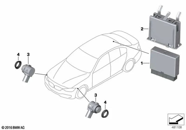 Sensor de Ultrasonido Plata Kashmir para BMW Serie 1 F52, Serie 2 F45, F45N, F46, F46N, Serie 5 G30, G31, G38, Serie 6 G32, Serie 7 G11, G12, i I01, I01N, X1 F48, F48N, F49, F49N, X2 F39, X3 F25, X4 F26, X5 F15, F85, X6 F16, F86 (OEM 66209359092). Origina