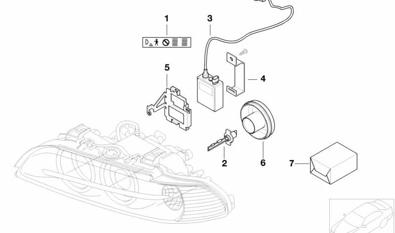 Soporte para unidad de control de luz Xenón izquierda OEM 63126907423 para BMW E39. Original BMW.