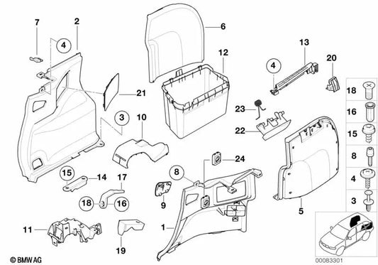 Revestimiento derecho para BMW Serie 3 E46 (OEM 51478256546). Original BMW.