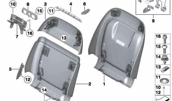 Pared posterior básica para BMW F01N, F02N (OEM 52107319052). Original BMW