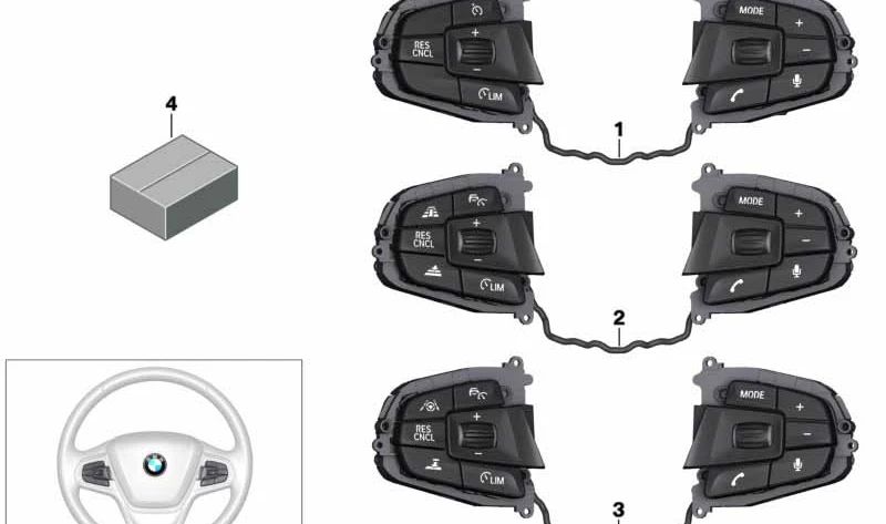 Interruptor multifunción para volante OEM 61316819917 para BMW: G30, G31, G32. Original BMW.