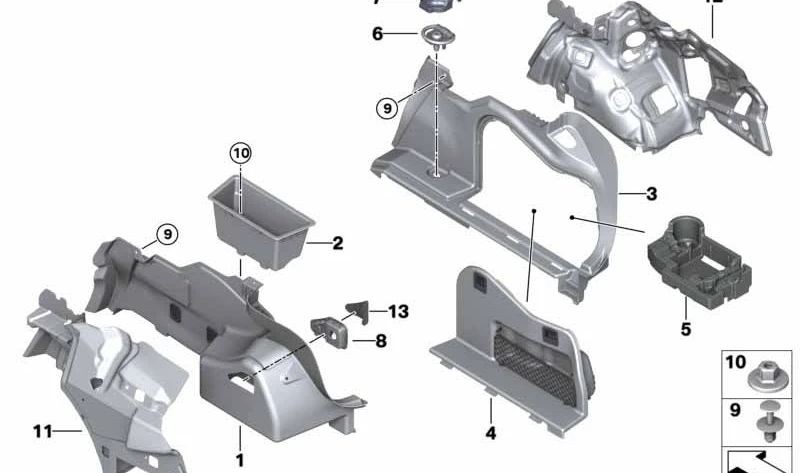 Tiefes Ablagefach für BMW 3er F30N (OEM 51477360249). Original BMW