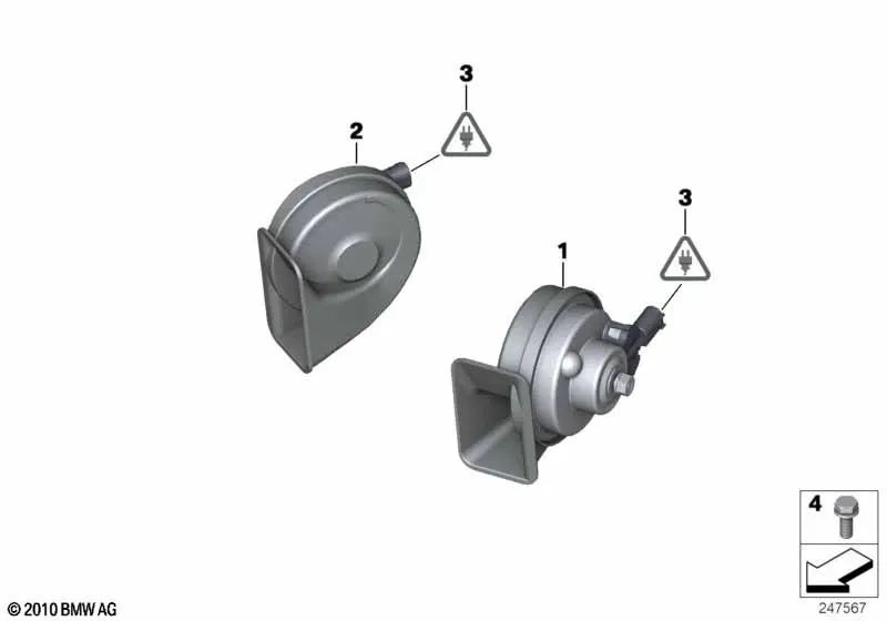 Fanfare de alta frecuencia para BMW E81, E82, E87N, E88 (OEM 61337192039). Original BMW