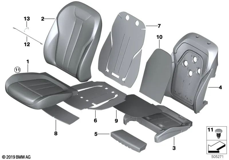 Funda de reposabrazos de confort de cuero climático izquierda para BMW G05, G06, G07 (OEM 52108493583). Original BMW