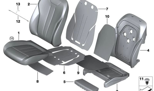 Funda Respaldo de Confort Cuero Climático Derecha para BMW G05, G06, G07 (OEM 52108493584). Original BMW.