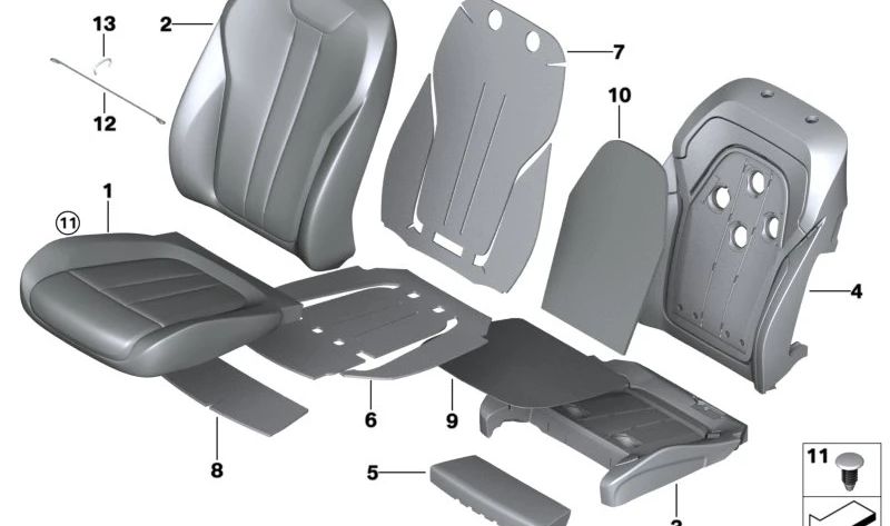 Funda apoyabrazos de confort de cuero derecha para BMW X5 G05, X6 G06, X7 G07, G07N (OEM 52108493588). Original BMW