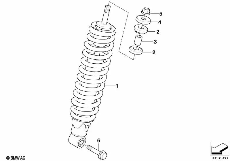 Amortiguador delantero para BMW R K29 (OEM 31427686765). Original BMW Motorrad