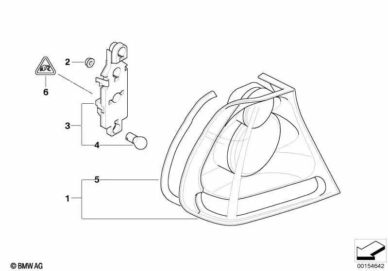 Soporte de lámpara con luz de marcha atrás para BMW Serie 3 E46 (OEM 63216913849). Original BMW