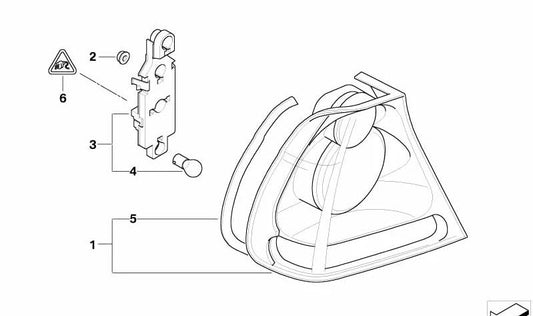 Rechte hintere Pilot -OEM 63216912516 für BMW E46 (Berlina). Original BMW.