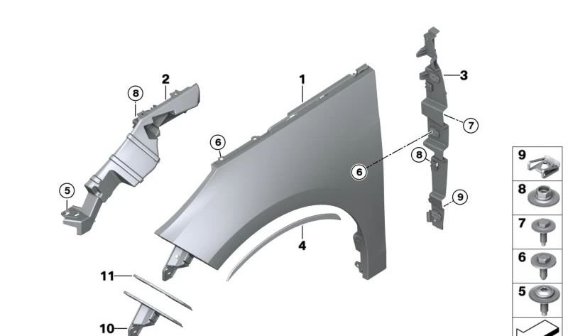 Revestimiento lateral imprimado derecho para BMW I01, I01N (OEM 51647385820). Original BMW