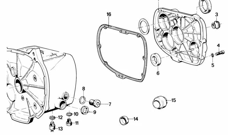 Tapa de la caja de cambios OEM 23111241831 para BMW (Modelos compatibles: E21, E30, E36, E46, E12, E28, E34, E39, Z3). Original BMW.