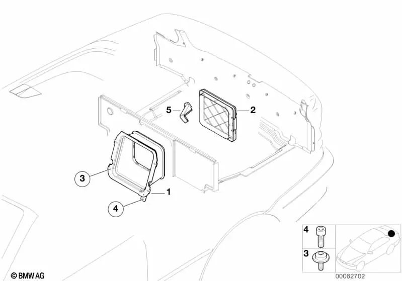 Cassette Subwoofer per la serie BMW 3 E46 (OEM 72608268954). BMW originale