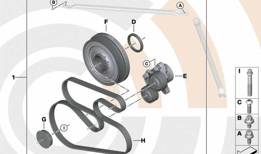 Juego de reparación transmisión por correa completo para BMW F30, F31, F34 (OEM 11282469670). Original BMW