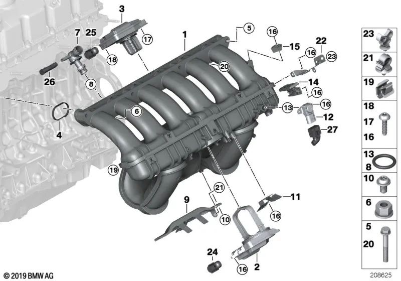 Distribuidor de corriente para BMW E87, E90, E91, E60, E61, E63, E64, E65, E66, E85, E86 (OEM 12527542615). Original BMW