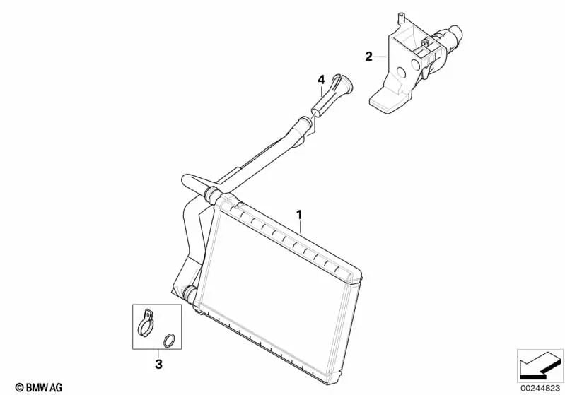 Casquillo del tubo de agua para BMW E81, E82, E87, E87N, E88, E90, E90N, E91, E91N, E92, E92N, E93, E93N, E84 (OEM 64116951394). Original BMW