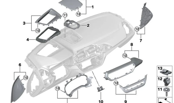 Moldura salpicadero Piano Black OEM 51459871557 para BMW G01, F97, G02, F98. Original BMW.