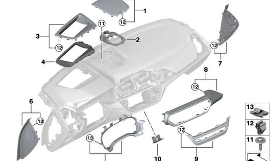 Blende Instrumentenkombi para BMW X3 F97N, G01N, X4 F98N, G02N (OEM 51457911522). Original BMW