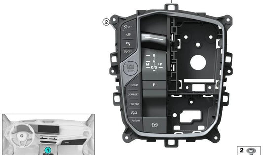 Control center center console for BMW X5 G05N, X6 G06N, X7 G07N (OEM 61315A9CB36). Genuine BMW