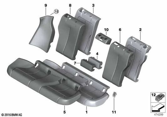 Funda de asiento trasero para BMW Serie 4 F36N (OEM 52207479694). Original BMW.