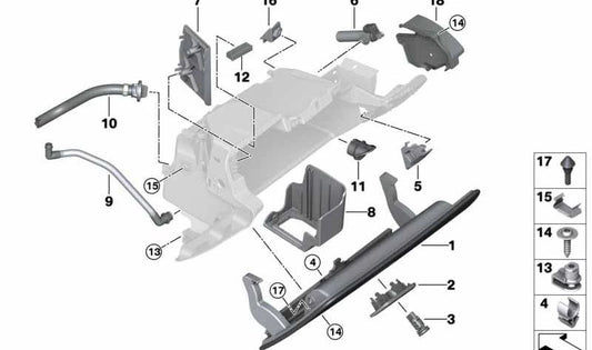 Tapa del Compartimento de Guantes para BMW G11, G12 (OEM 51169376117). Original BMW