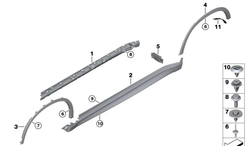 Cubierta lateral izquierda OEM 51778065893 para BMW F16, F86. Original BMW.