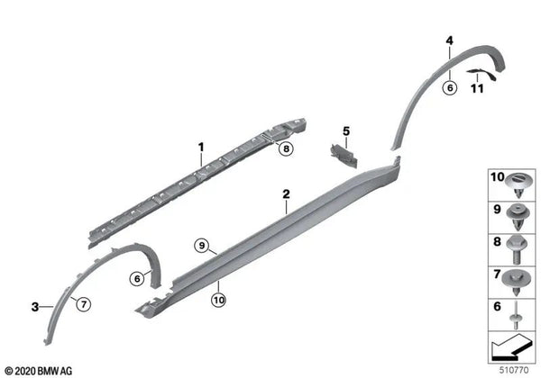 Aleta China trasera izquierda para BMW X6 F16, F86 (OEM 51127397403). Original BMW.