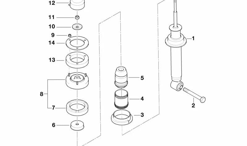 Rear shock absorber for BMW E39 (OEM 33521094467). Original BMW