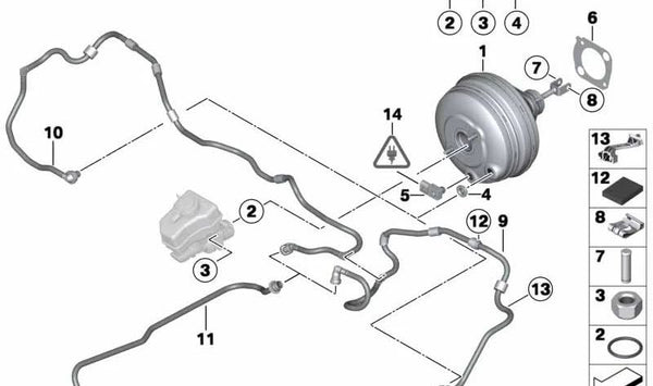 Tubería de vacío OEM 11667576780 para BMW F07, F10, F11, F06, F12, F13, F01, F02. Original BMW.