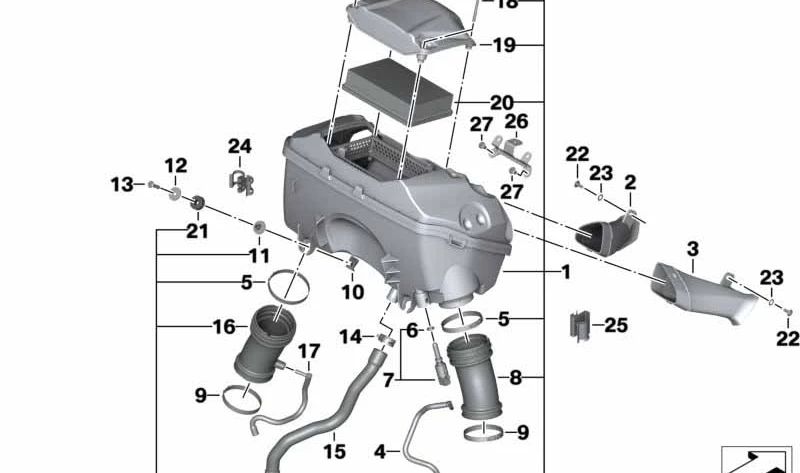 Soporte OEM 11157545772 para BMW {E82, E88, E30, E36, E90, E91, E92, E93, E60, E61, Z3, E85, E86}. Original BMW.