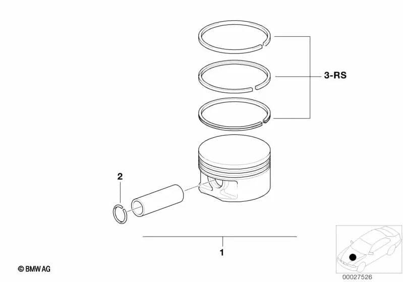 Mahle Pistón para BMW Serie 5 E39, Z8 E52 (OEM 11257843744). Original BMW