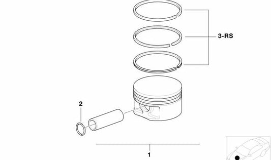 Kit de reparación anillos de pistón para BMW Serie 5 E39, Z8 E52 (OEM 11257843752). Original BMW