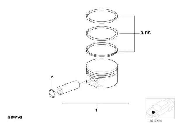 Mahle Pistón para BMW Serie 5 E39, Z8 E52 (OEM 11257843744). Original BMW