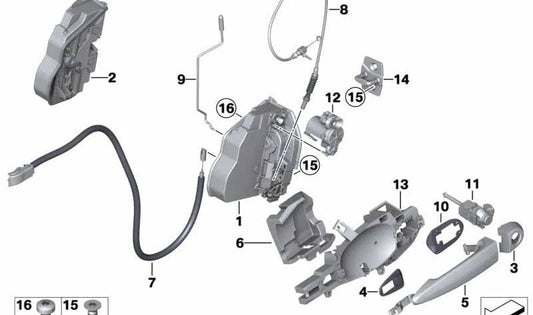 Manilla exterior puerta delantera derecha OEM 51217193278 para BMW F25, F26, E70, E71. Original BMW.