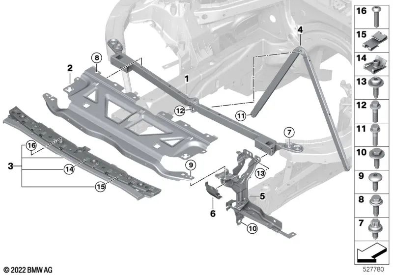 Suporte à esquerda do farol para o BMW G87 (OEM 51649501607). BMW original.