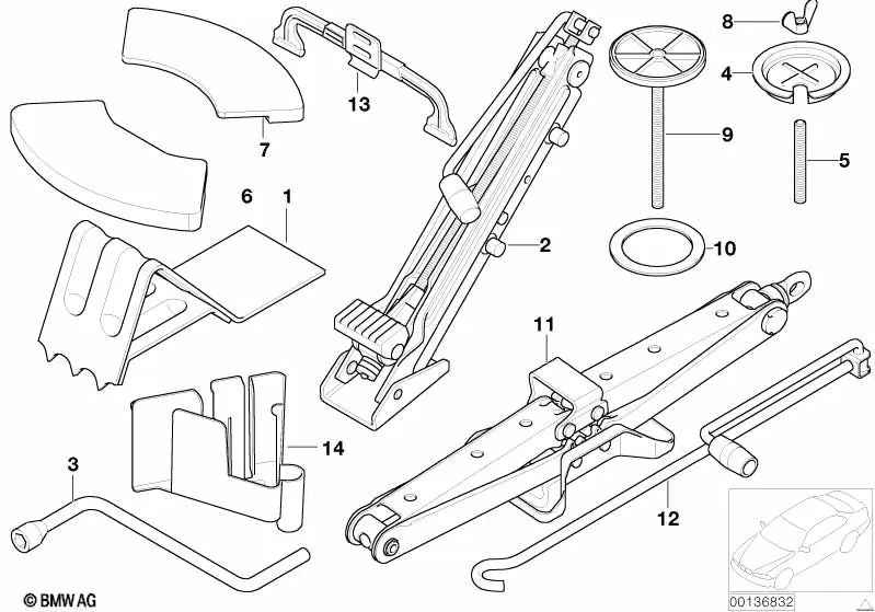 Base para rueda de emergencia para BMW E53 (OEM 71116750763). Original BMW