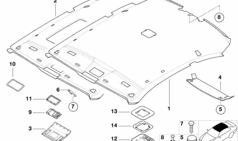 Cubierta Frontal del Techo OEM 51448233454 para BMW E46. Original BMW.