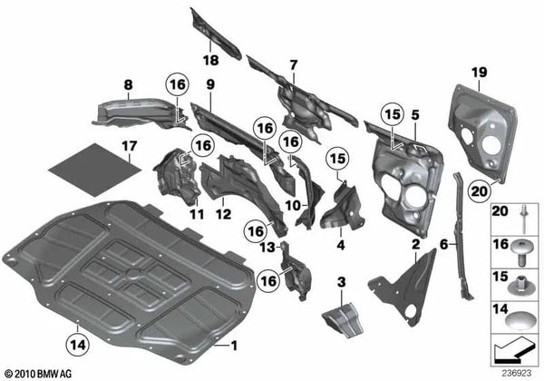 Sellado marco lateral derecho para BMW Serie 5 F07, F07N (OEM 51489134504). Original BMW.