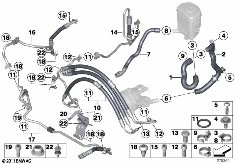 Saugleitung para BMW Serie 5 F07, F10, F11 Serie 6 F12, F13 Serie 7 F01, F02, F04 (OEM 32416850665). Original BMW