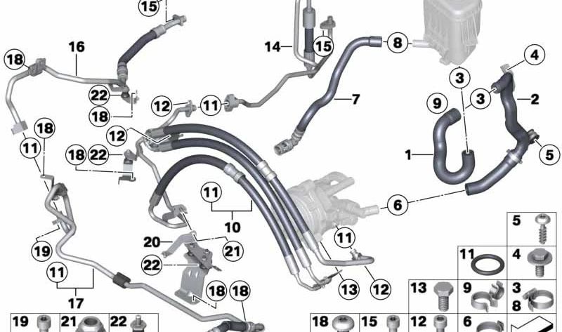 Soporte para Tubo para BMW F07, F10, F11, F12, F13, F01, F02 (OEM 32416793783). Original BMW.