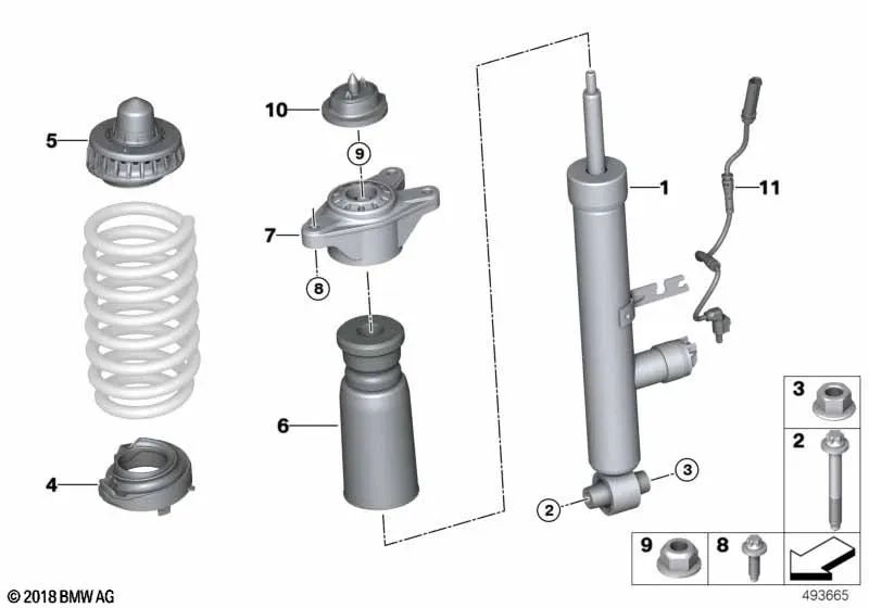 Amortiguador VDC trasero para BMW G42, G22 (OEM 37106886243). Original BMW