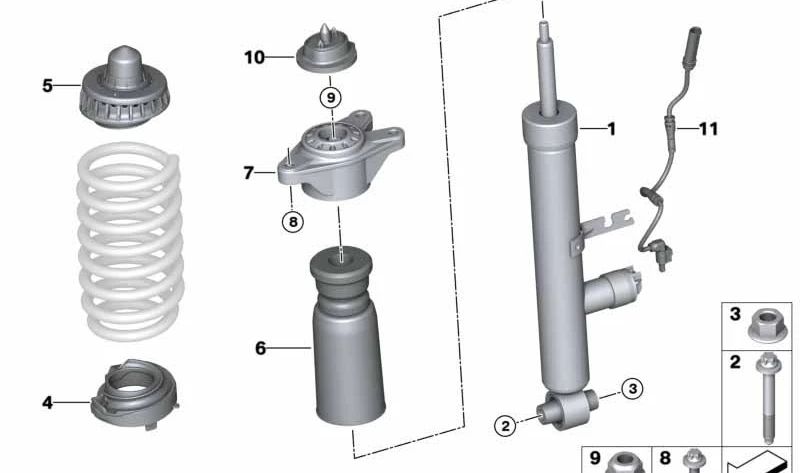 Amortiguador VDC trasero para BMW Serie 3 G21, G21N (OEM 37106894423). Original BMW.