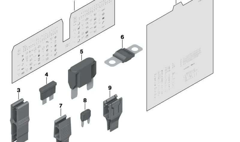 Tarjeta de Disposición de Fusibles para BMW E81, E82, E87N, E88, E90, E91, E92, E93, E84, E89 (OEM 71239232904). Original BMW