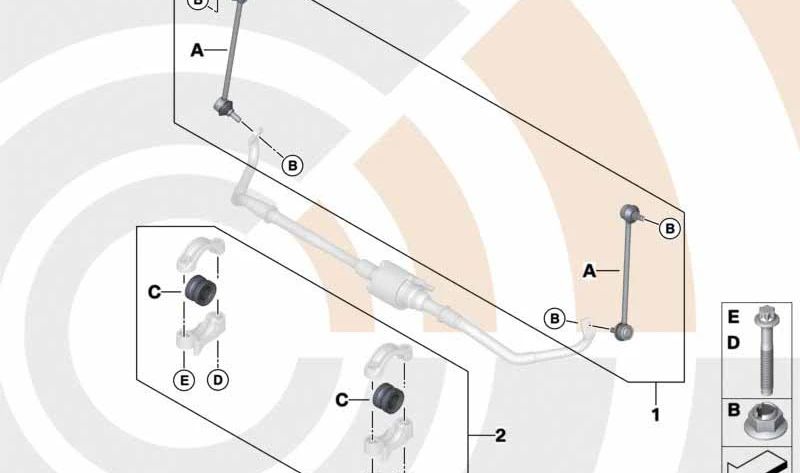 Kit de Reparación Cojinete de Goma del Estabilizador para BMW F07, F10, F11, F06, F12, F13, F01N, F02N (OEM 31352450663). Original BMW