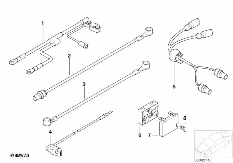 Cable de masa para BMW Serie 7 E38 (OEM 12421733930). Original BMW.