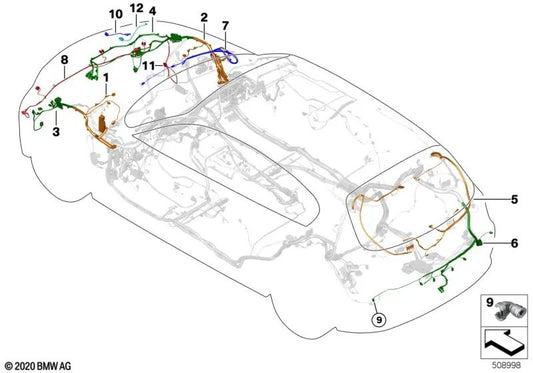 Cable de reparación delantero izquierdo para BMW F48, F49, F39 (OEM 61129824702). Original BMW