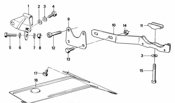 Soporte Sistema de Escape para BMW E12, E24 (OEM 18211176464). Original BMW