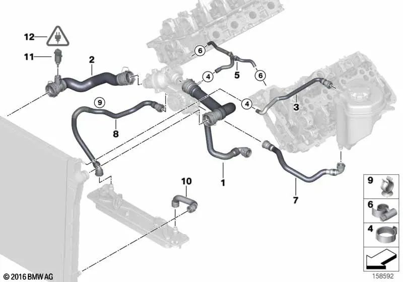 Coolant Hose for BMW X5 E70 (OEM 17127536232). Original BMW