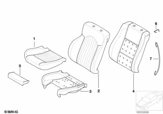 Cojín respaldo delantero para BMW Serie 5 E39 (OEM 52107902469). Original BMW