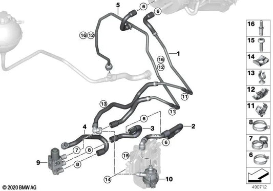 Schlauchhalter für BMW 1er F20, F21, 2er F22, F23, 3er E90, E91, E92, E93, F30, F31, F34, F35, 4er F32, F33, F36, i I12, I15 (OEM 64126953784) . Original BMW