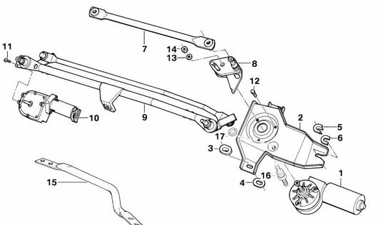 Mecanismo de limpiaparabrisas OEM 61611383445 para BMW Serie 8 (E31). Original BMW.